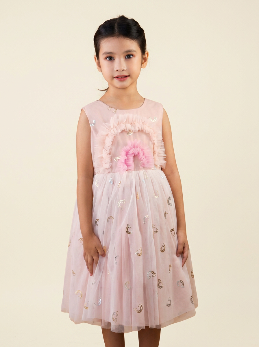 Olivia wearing the Sweet Little Things rainbow tulle dress