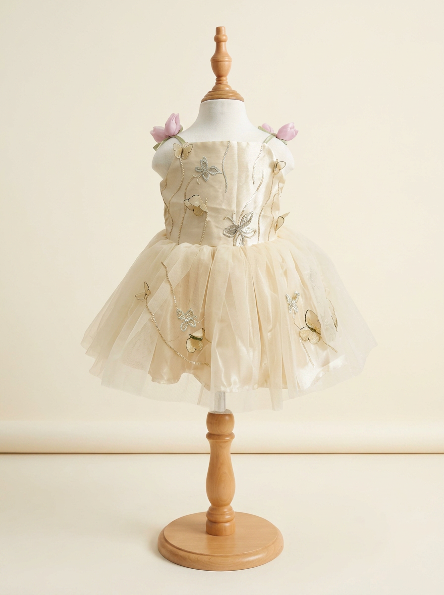 Enchanted Dawn, a yellow embroidered tulle dress for little girls